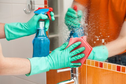 Professional upholstery cleaning process in a living room