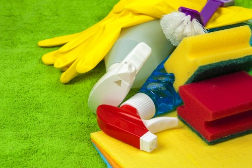 Cleaning products and microfiber cloths for home maintenance