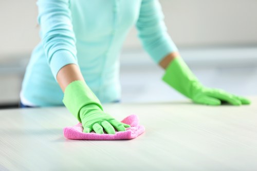 Professional post-construction cleaning of a renovated interior